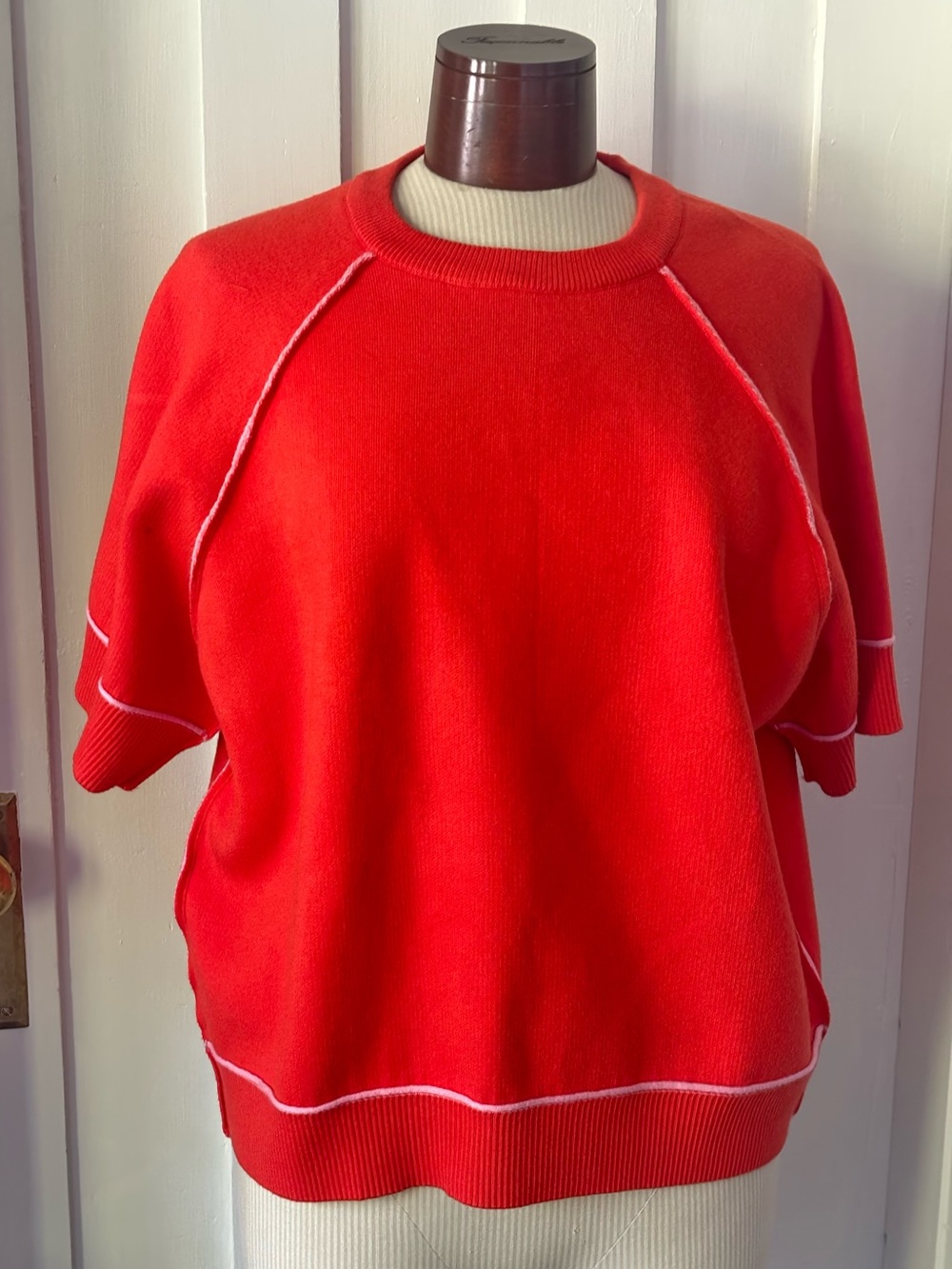 Anthropologie Pilcro elbow sleeve sweatshirt Dark Orange /tomato red med $56 New